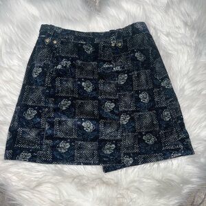 Anthropologie Pilcro Corduroy Mini Skirt Women's Size 0 Blue Motif NWOT